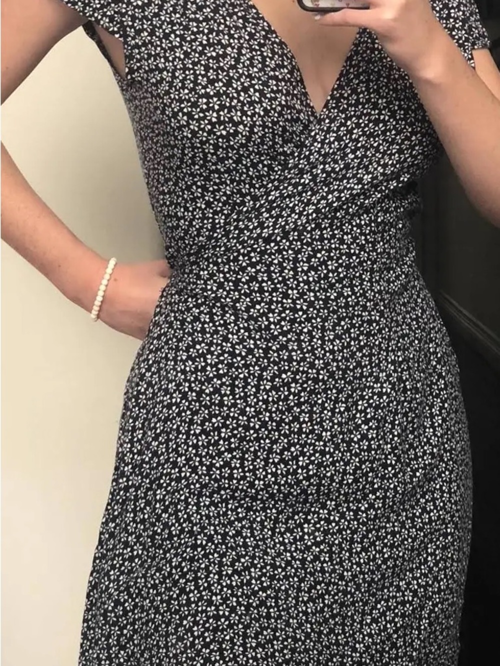Navy and white Floral Wrap mini Dress - Brandy Melville
